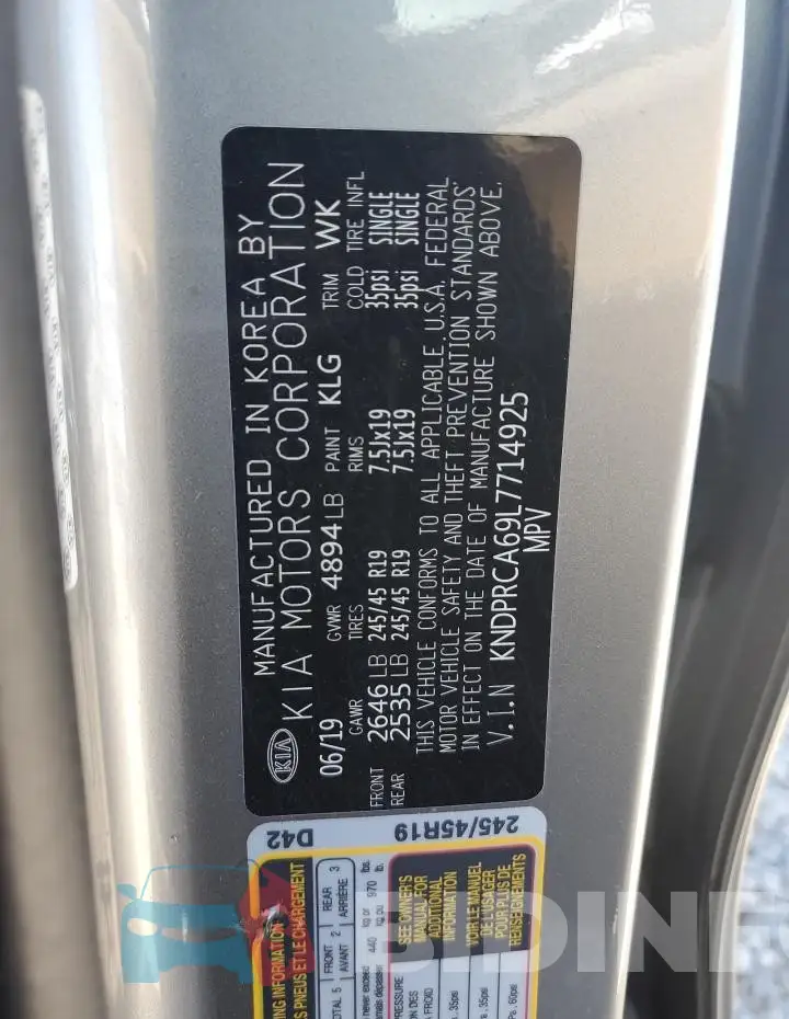 KNDPRCA69L7714925 Photo# 12