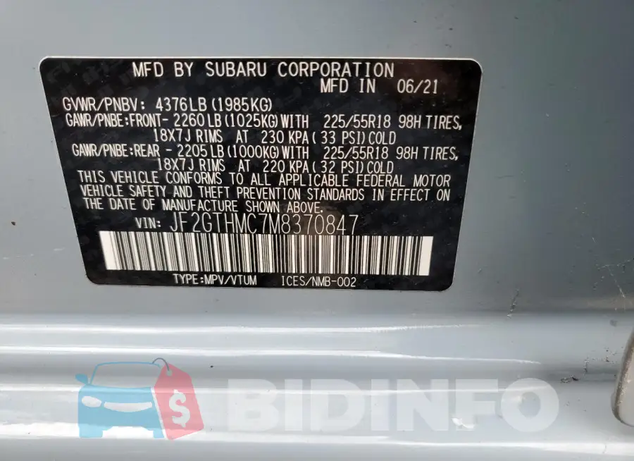 JF2GTHMC7M8370847 Photo# 12
