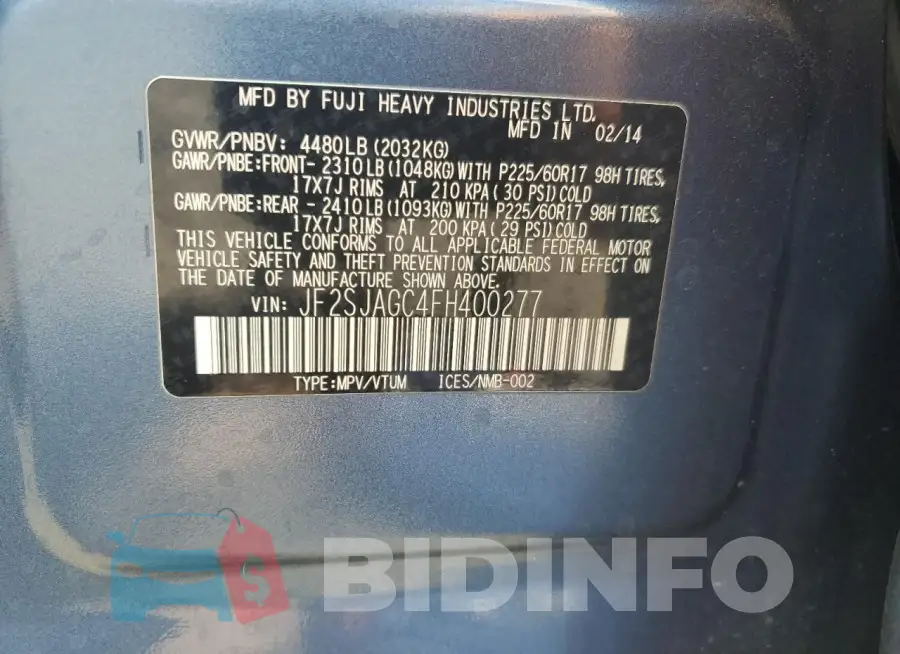 JF2SJAGC4FH400277 Photo# 13