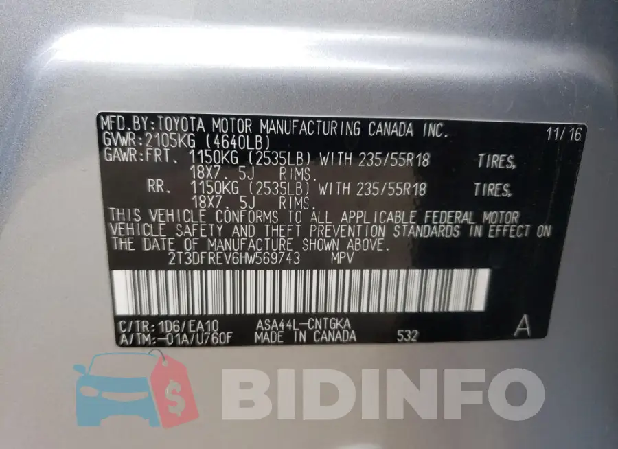 2T3DFREV6HW569743 Photo# 13