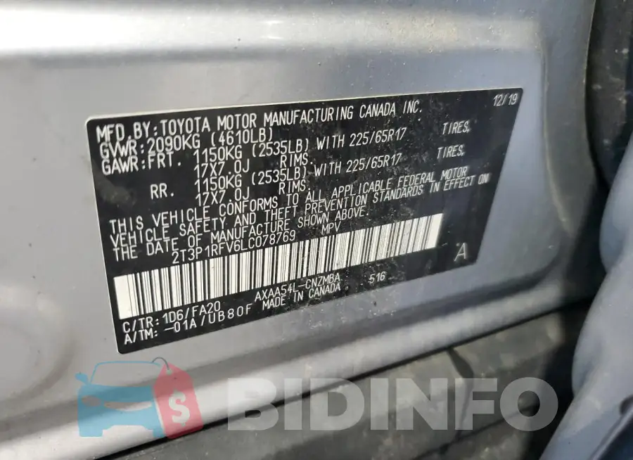 2T3P1RFV6LC078769 Photo# 12