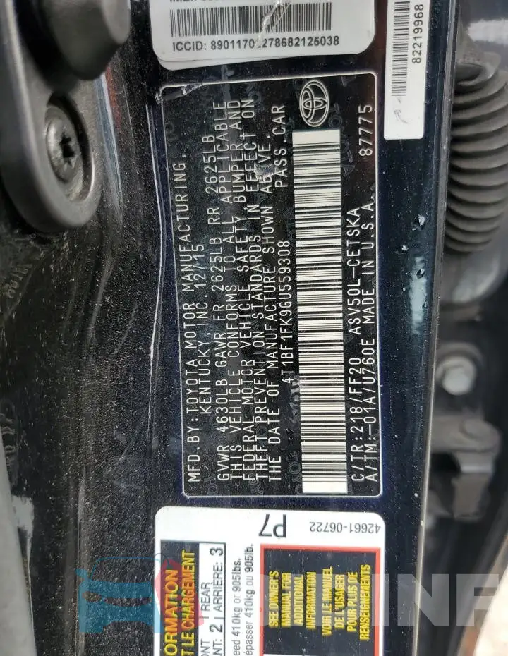 4T1BF1FK9GU559308 Photo# 12