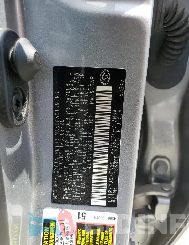 4T1C11AK3LU991302 Photo# 12
