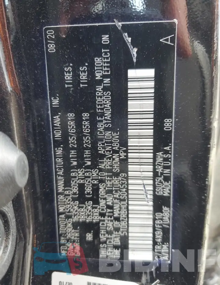 5TDBZRBH0LS045379 Photo# 13