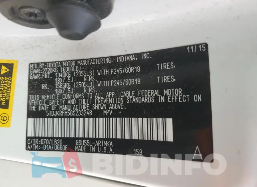 5TDJKRFH5GS233248 Photo# 14