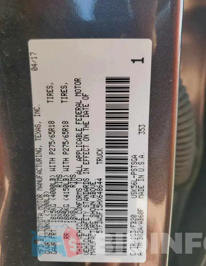 5TFDW5F15HX648644 Photo# 12