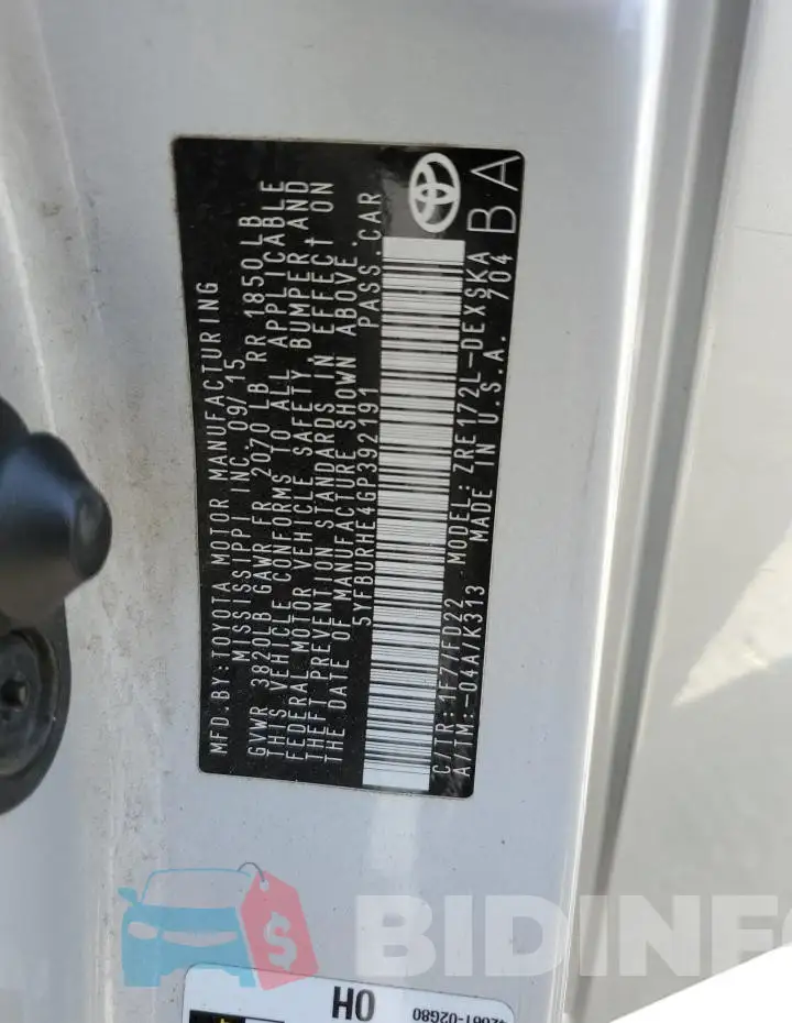 5YFBURHE4GP392191 Photo# 12