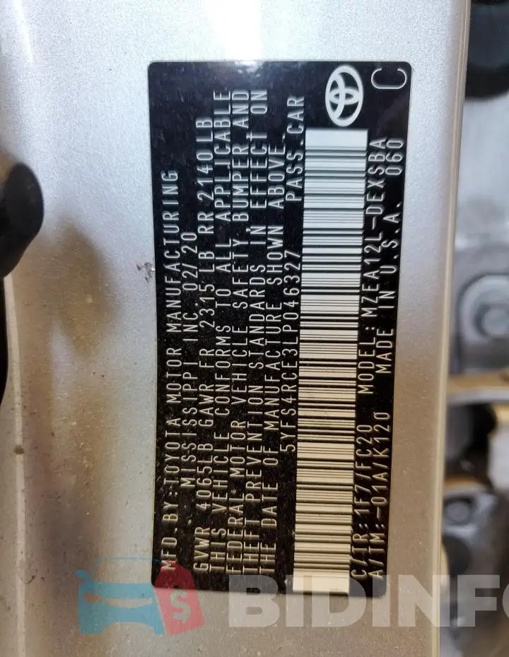 5YFS4RCE3LP046327 Photo# 12