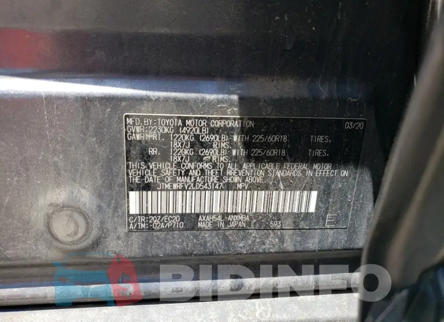 JTMEWRFV2LD543147 Photo# 13