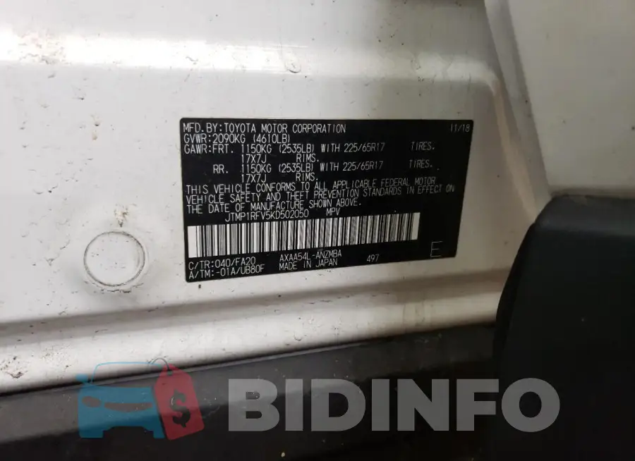 JTMP1RFV5KD502050 Photo# 13