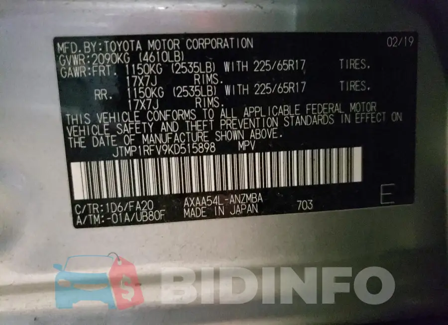 JTMP1RFV9KD515898 Photo# 14