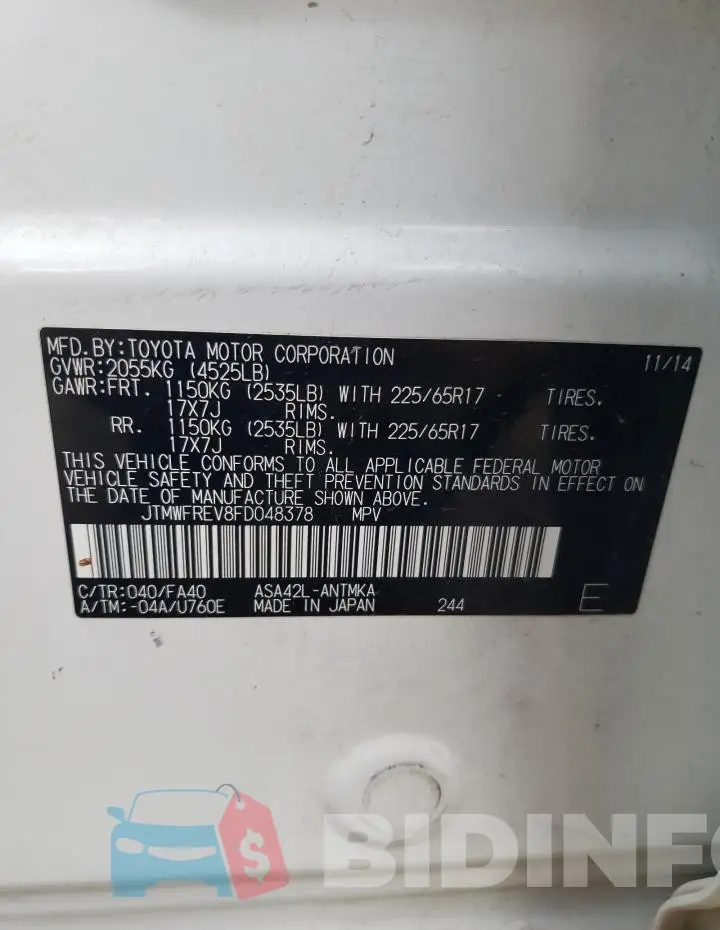 JTMWFREV8FD048378 Photo# 13