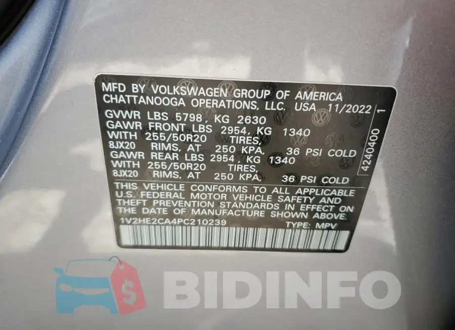 1V2HE2CA4PC210239 Photo# 13