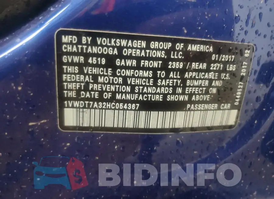1VWDT7A32HC054367 Photo# 13