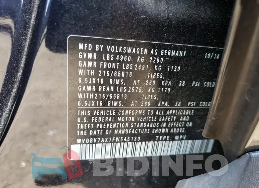 WVGBV7AX7FW545130 Photo# 13