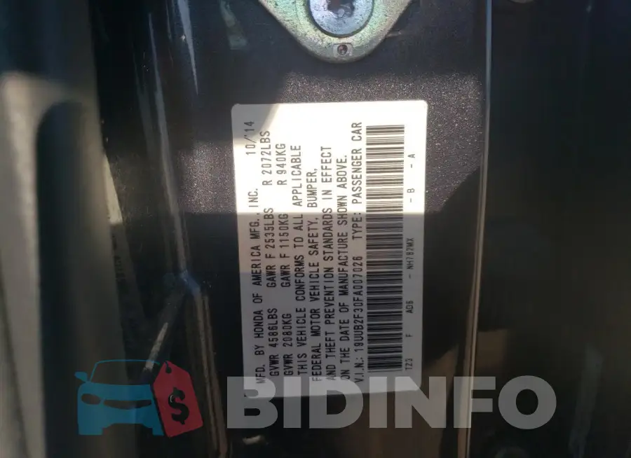 19UUB2F30FA007026 Photo# 12