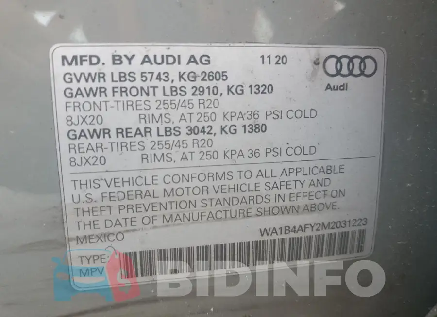 WA1B4AFY2M2031223 Photo# 13