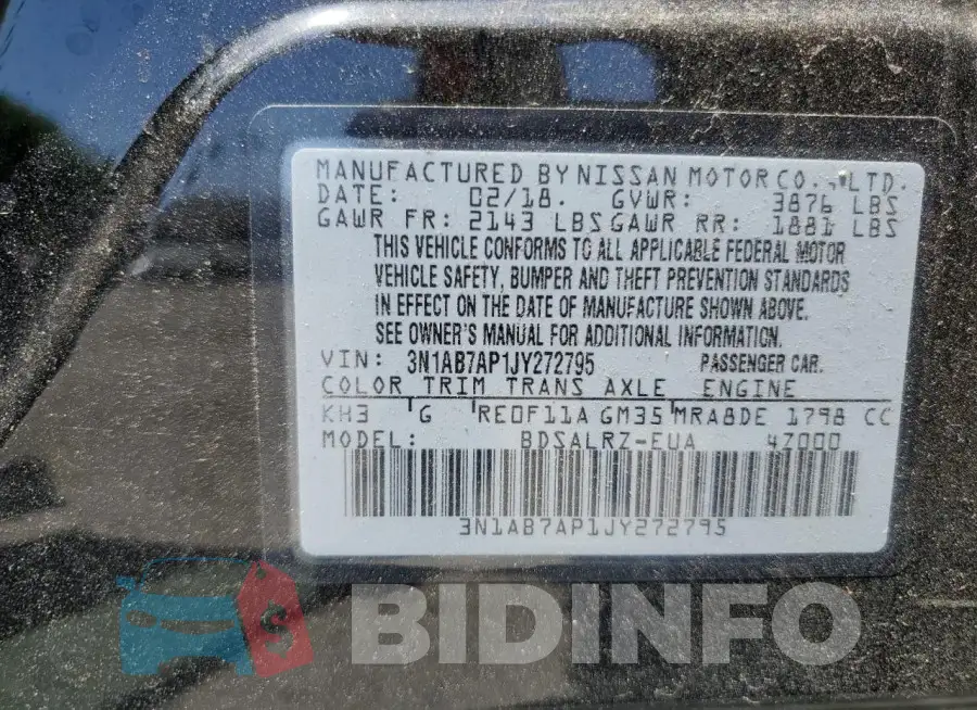 3N1AB7AP1JY272795 Photo# 12