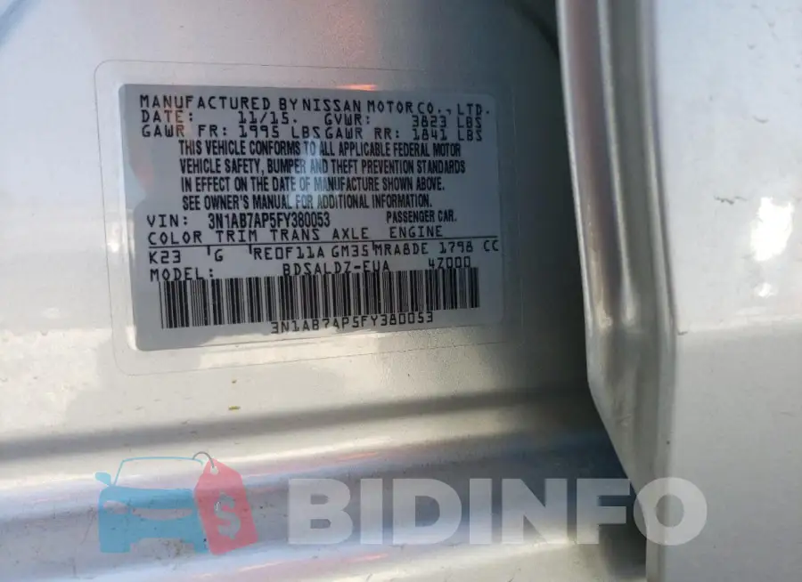 3N1AB7AP5FY380053 Photo# 12