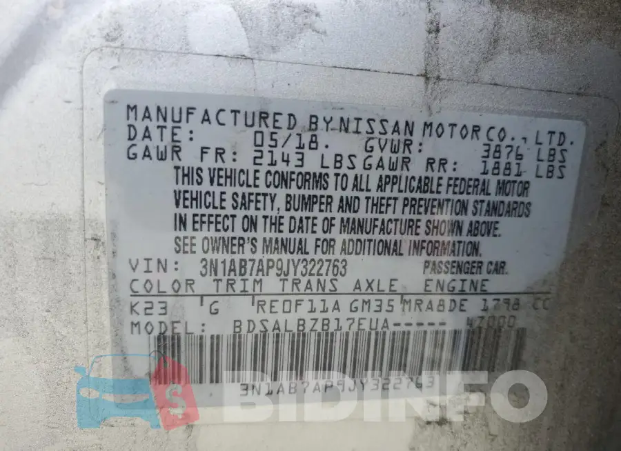 3N1AB7AP9JY322763 Photo# 12