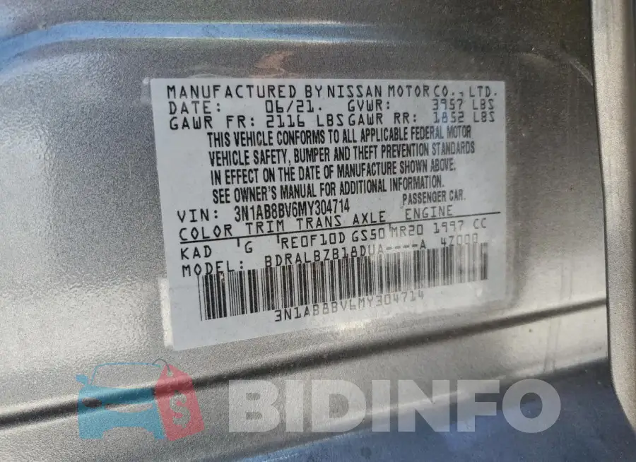 3N1AB8BV6MY304714 Photo# 12