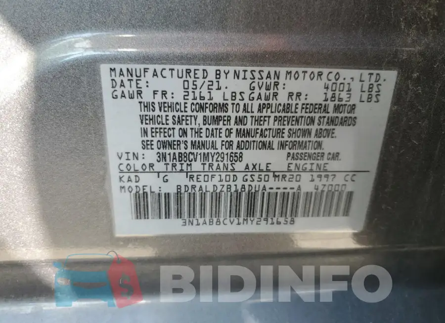 3N1AB8CV1MY291658 Photo# 12