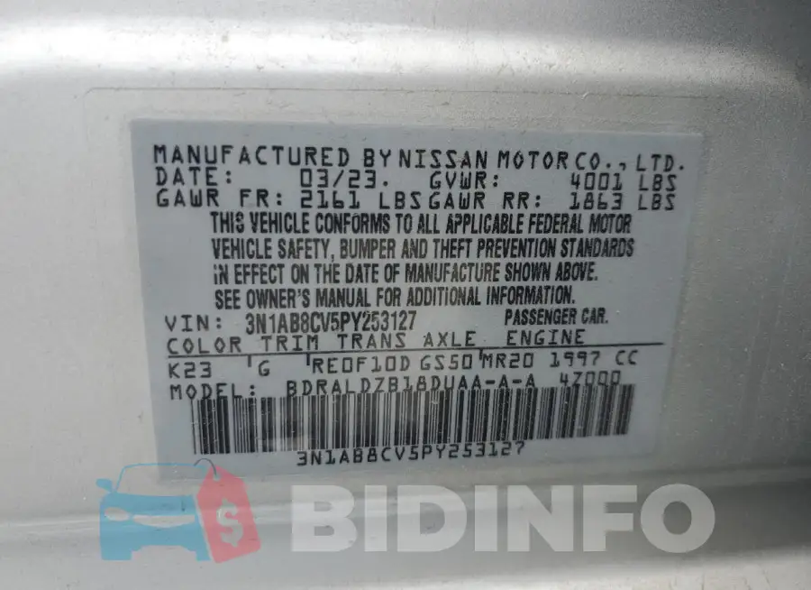 3N1AB8CV5PY253127 Photo# 12