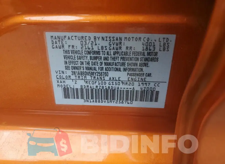 3N1AB8DV5MY258760 Photo# 13