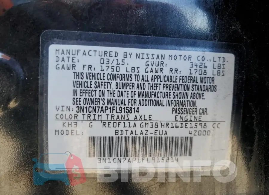 3N1CN7AP1FL915814 Photo# 13
