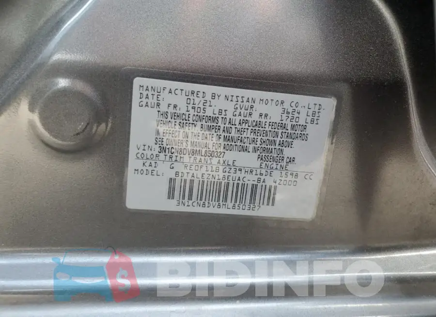 3N1CN8DV8ML850327 Photo# 12