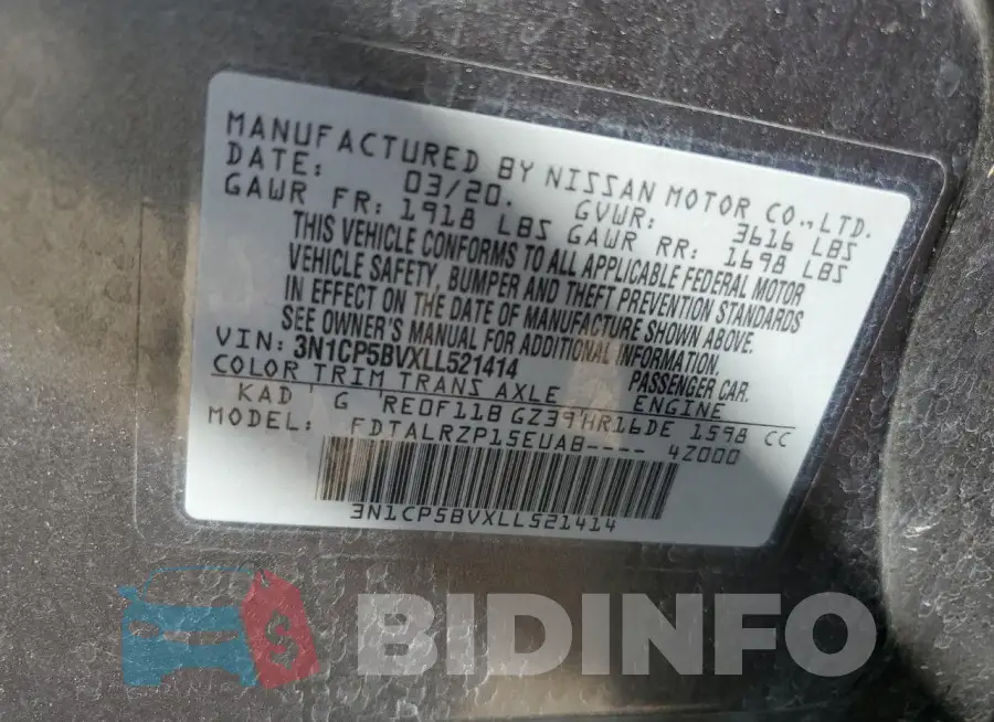 3N1CP5BVXLL521414 Photo# 13