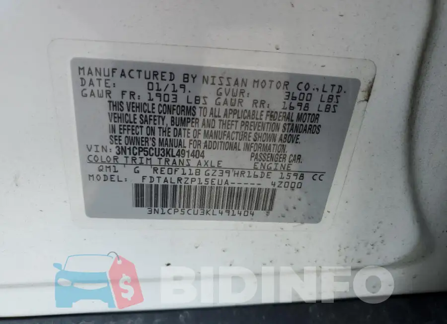 3N1CP5CU3KL491404 Photo# 12