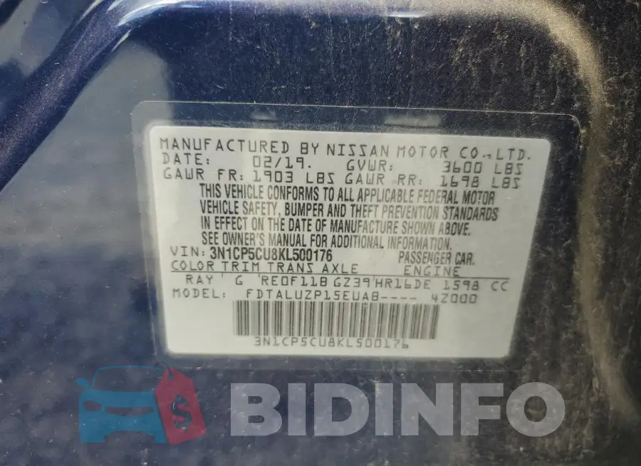 3N1CP5CU8KL500176 Photo# 12