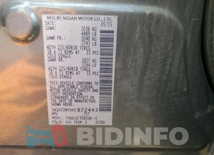 5N1AT2MTXFC872443 Photo# 13