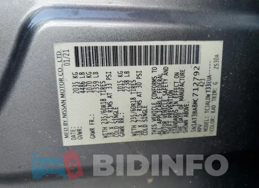 5N1AT3BA8MC712792 Photo# 13