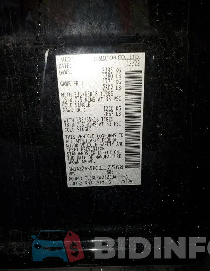 5N1AZ2AS9PC117568 Photo# 14