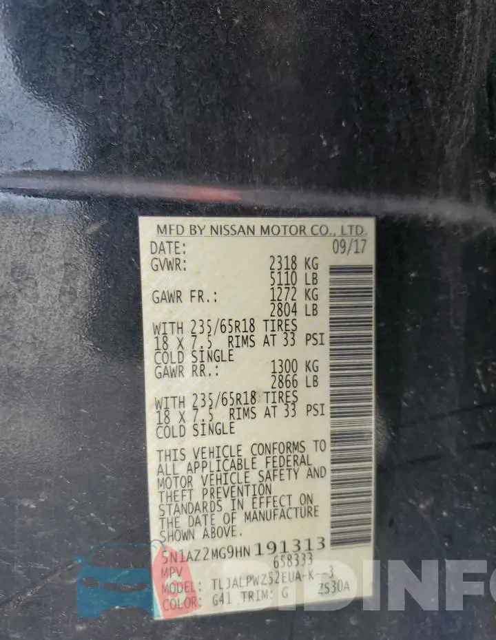 5N1AZ2MG9HN191313 Photo# 13