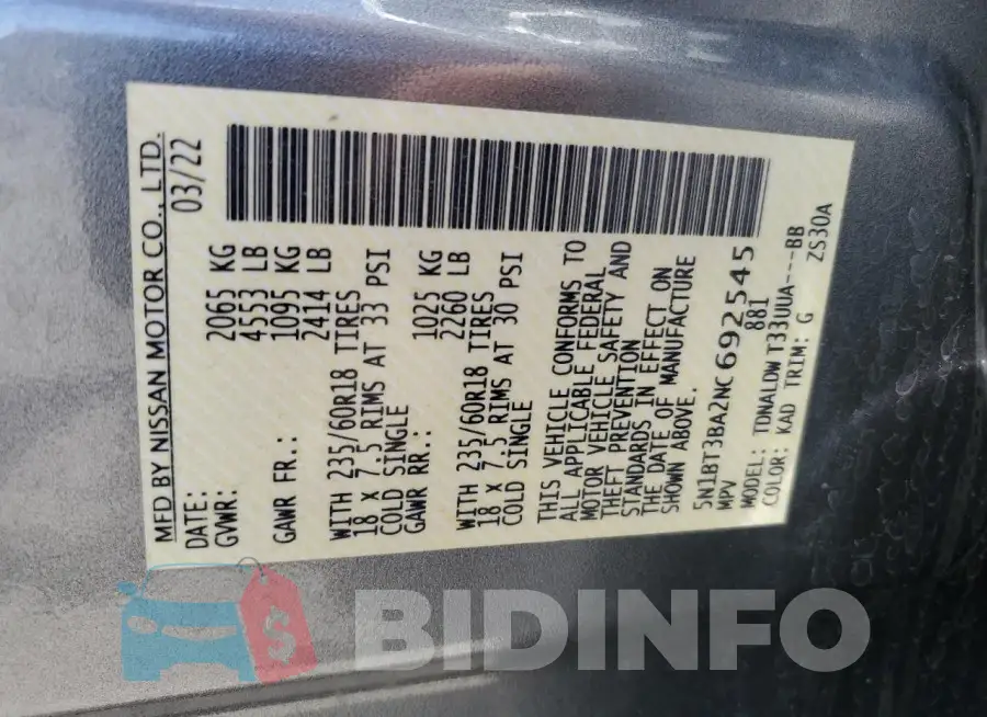 5N1BT3BA2NC692545 Photo# 14
