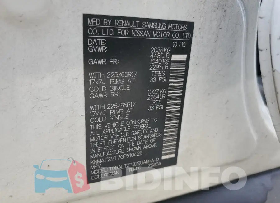 KNMAT2MT7GP610426 Photo# 13