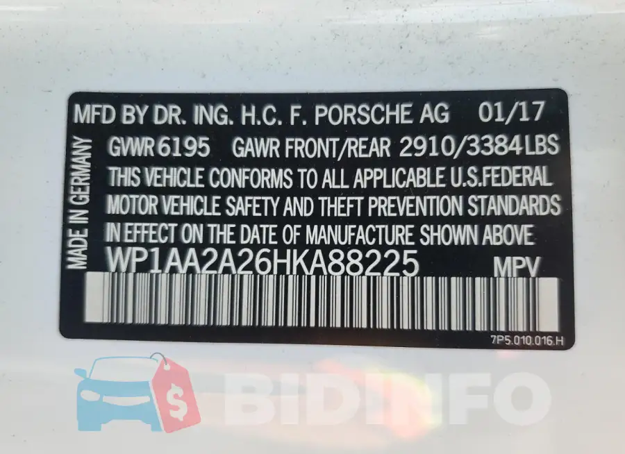 WP1AA2A26HKA88225 Photo# 13