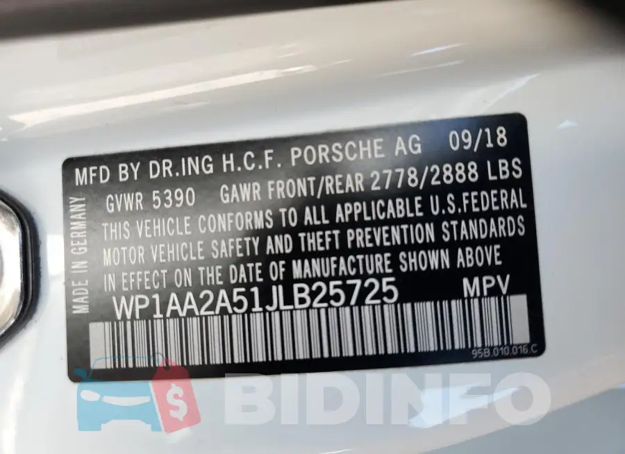 WP1AA2A51JLB25725 Photo# 13