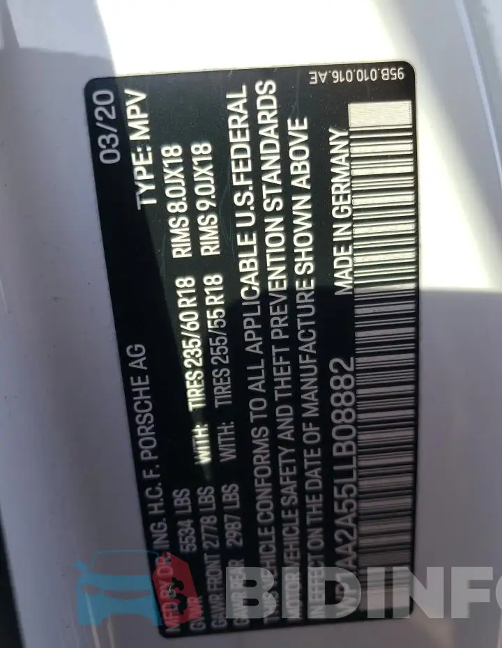WP1AA2A55LLB08882 Photo# 13