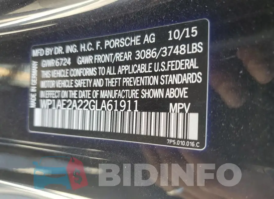 WP1AE2A22GLA61911 Photo# 12