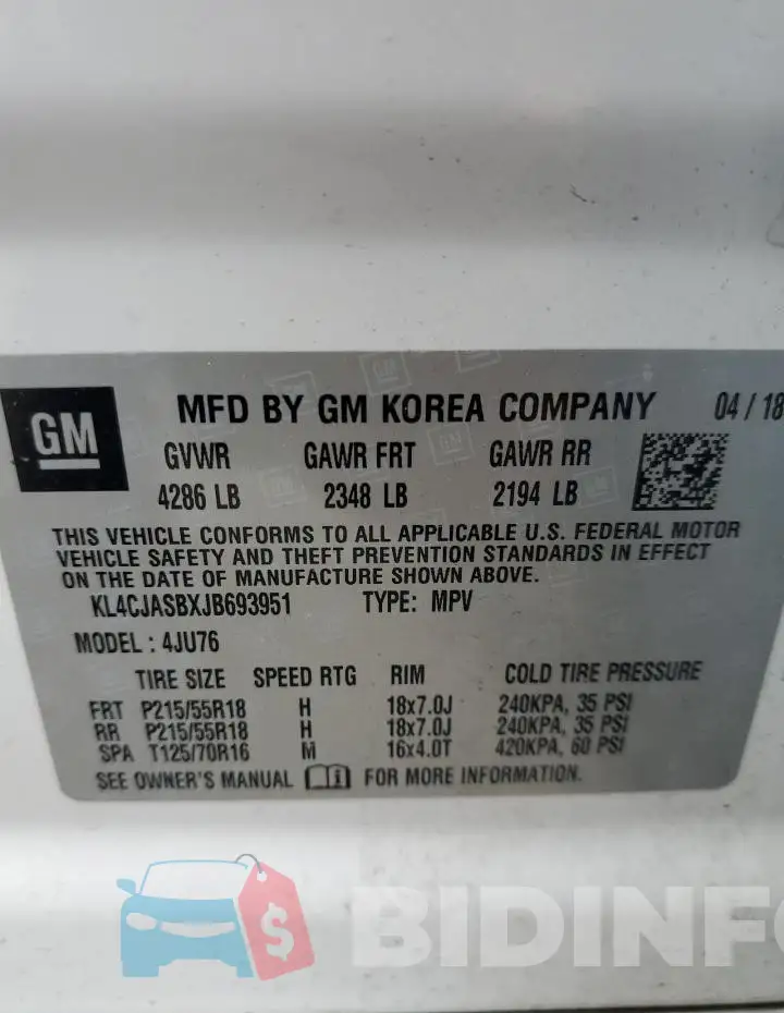 KL4CJASBXJB693951 Photo# 13