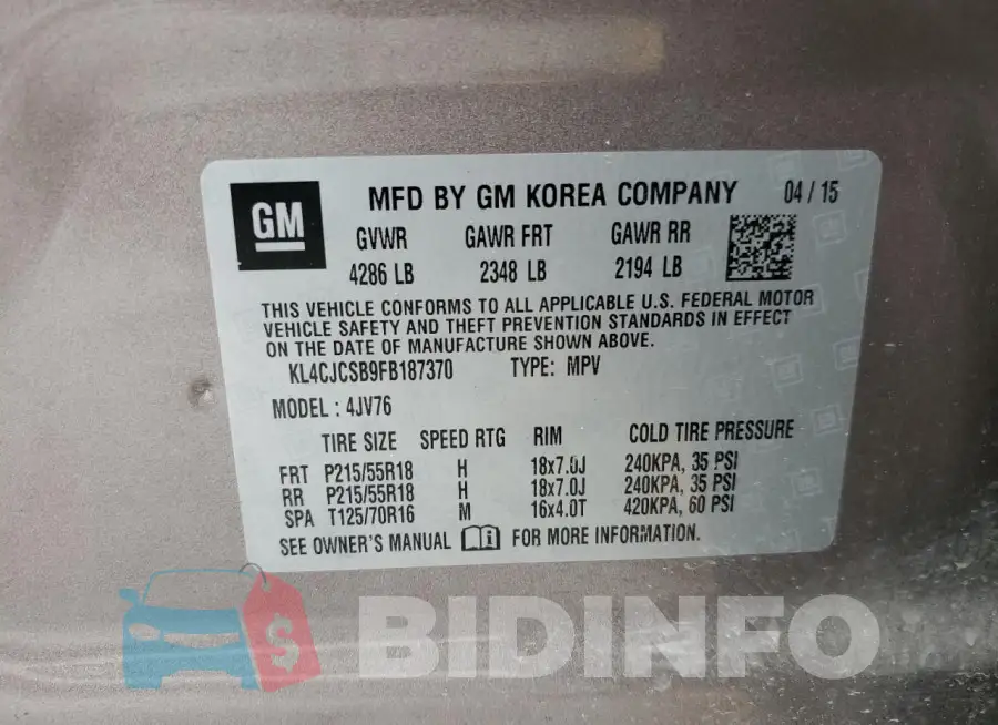 KL4CJCSB9FB187370 Photo# 14