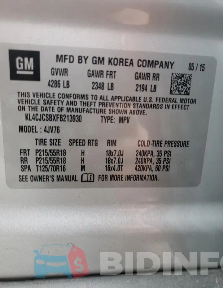 KL4CJCSBXFB213930 Photo# 13