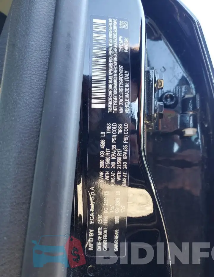 ZACCJBBT2GPD74207 Photo# 13