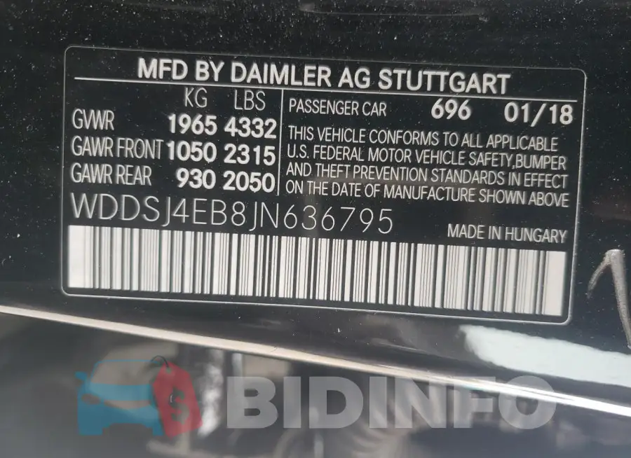 WDDSJ4EB8JN636795 Photo# 12