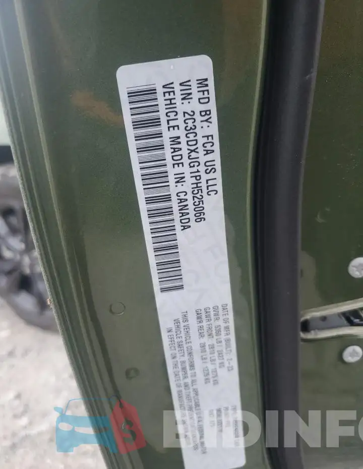 2C3CDXJG1PH525066 Photo# 13