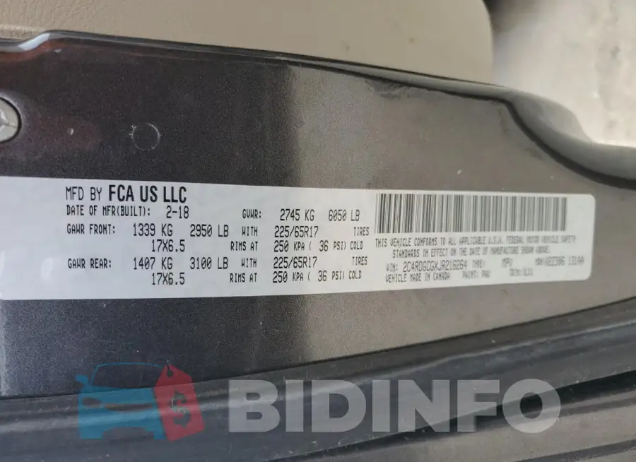 2C4RDGCGXJR216264 Photo# 13